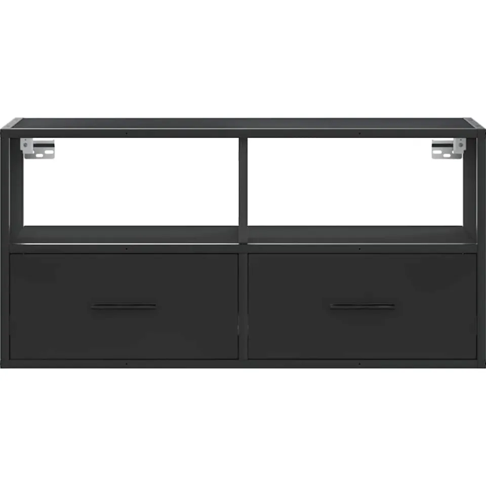 vidaXL Tv-meubel 80x31x39,5 cm bewerkt hout en metaal zwart, foto 4