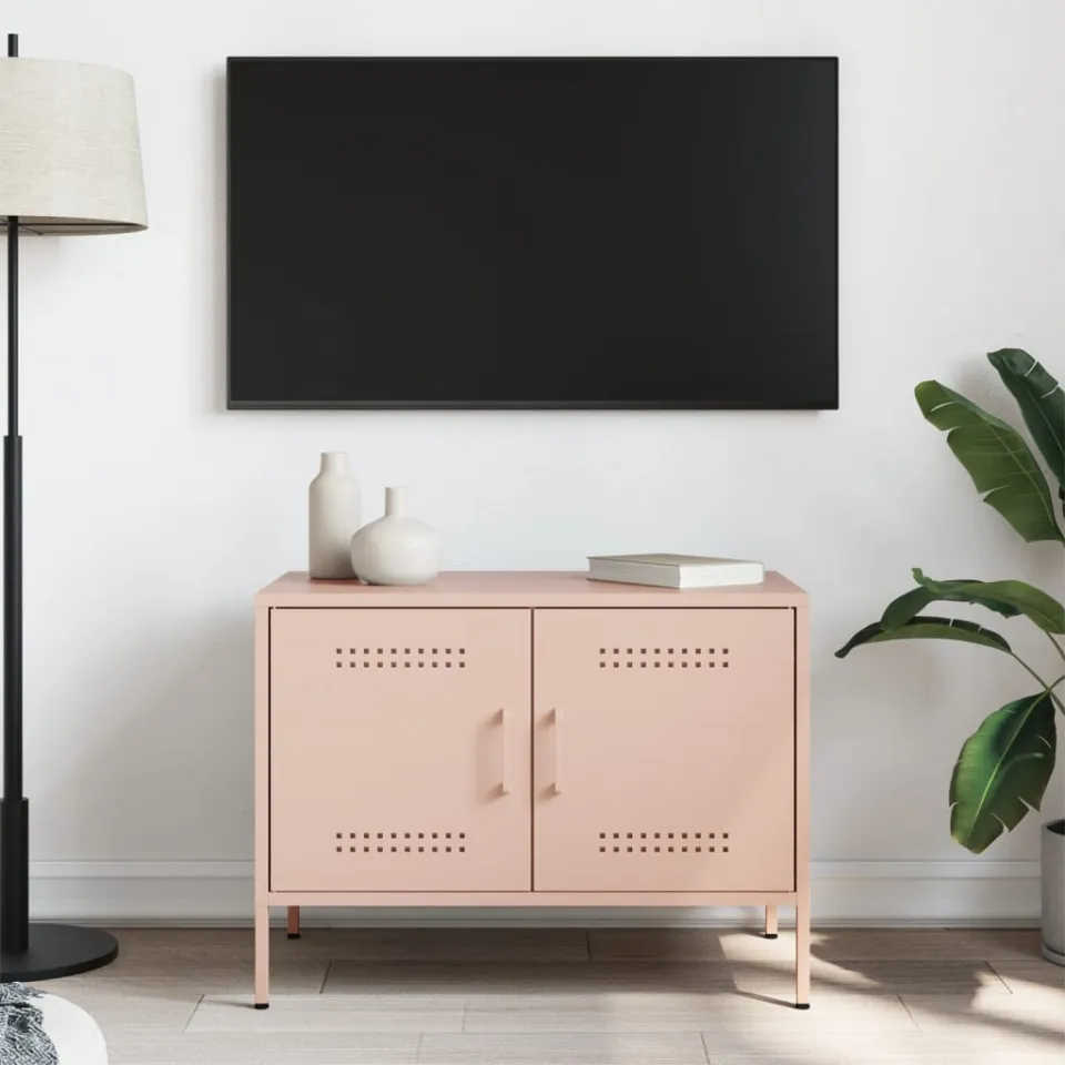 vidaXL Tv-meubel 68x39x50,5 cm staal roze, foto 3