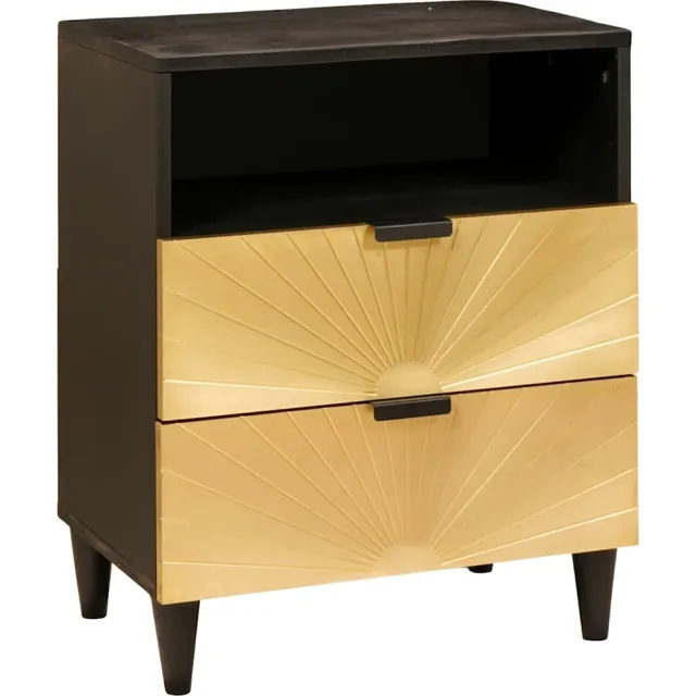 vidaXL Nachtkastje Zwart en Goud 50 x 33 x 62 cm Bewerkt hout