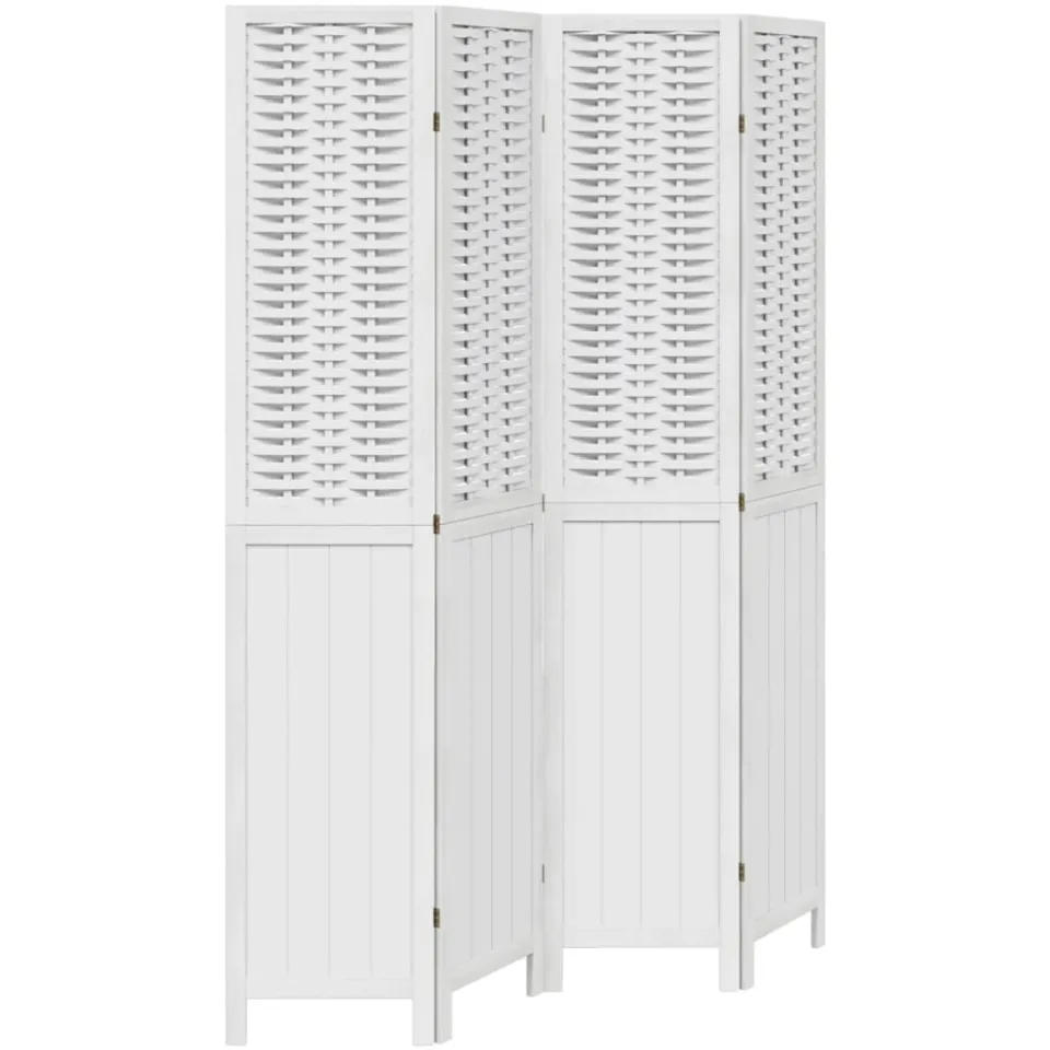 vidaXL Kamerscherm met 4 panelen massief paulowniahout wit