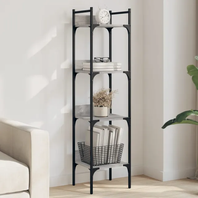vidaXL Boekenkast 4-laags 35x30x138,5 cm bewerkt hout grijs sonoma, foto 2