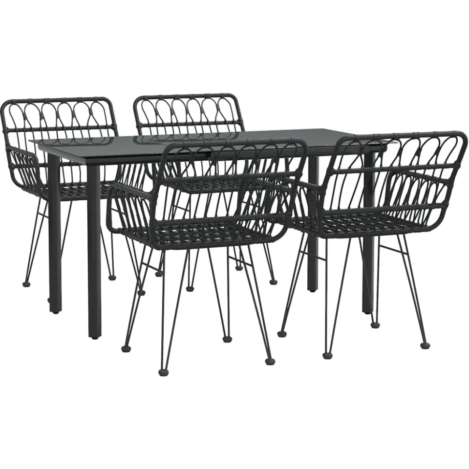 vidaXL 5-delige Tuinset poly rattan zwart
