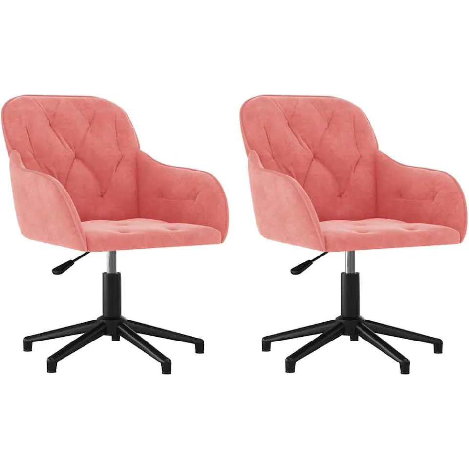 vidaXL Eetkamerstoelen draaibaar 2 st fluweel roze