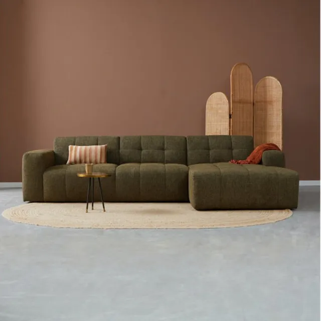 PEPP Interiors WAVE hoekbank met chaise longue rechts - stof Modesto 484 groen - 305x155x80 cm