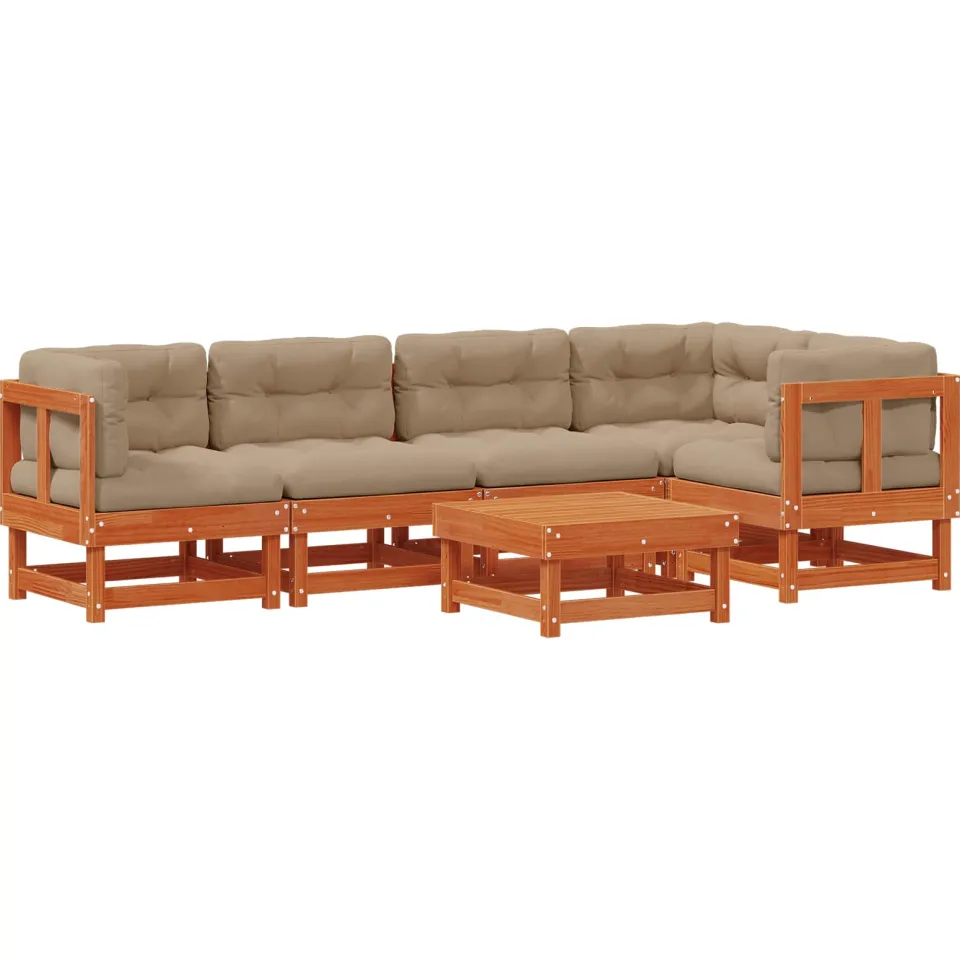 vidaXL Tuin loungeset 6 st Wasbruin Massief grenenhout bruin, foto 3