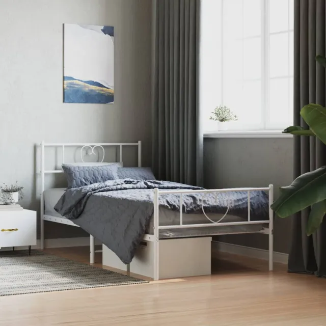 vidaXL Bedframe met hoofd- en voeteneinde metaal wit 80x200 cm