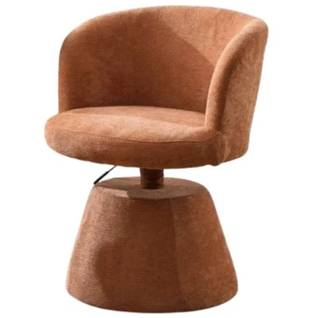 emvae Stoel - Eetkamerstoel - Met ronde lopende rugleuning - Verstelbaar - 360 graden draaibaar - Gestoffeerd - 57,5 x 59,9 x 84,5 cm - Terracotta Oranje