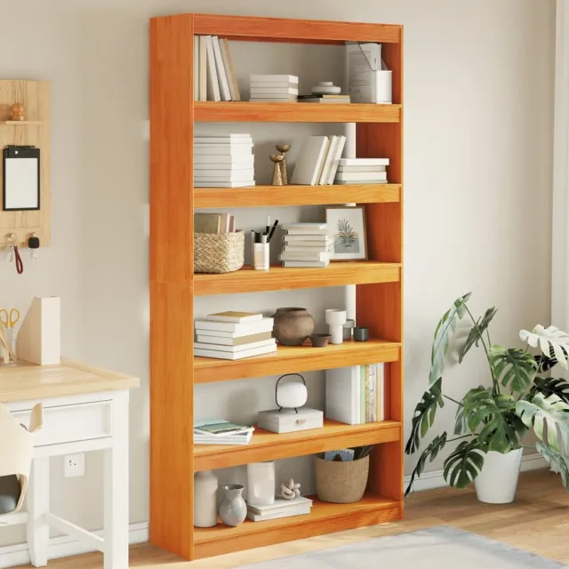 vidaXL Boekenkast / kamerscherm 100x30x199,5 cm massief grenenhout bruin, foto 2