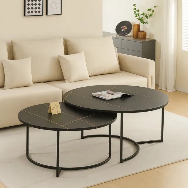 Milton & Oldbrook Salontafel Set Galicia Marmerlook Zwart