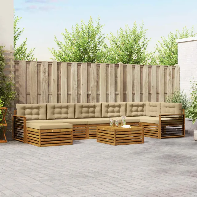 vidaXL Buiten bankenset 8 st 7-zits Natuurlijk en Beige