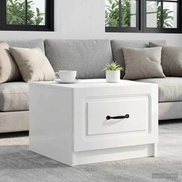 vidaXL Salontafel Hoogglans Wit 49 x 50 x 37 cm Bewerkt hout, foto 2