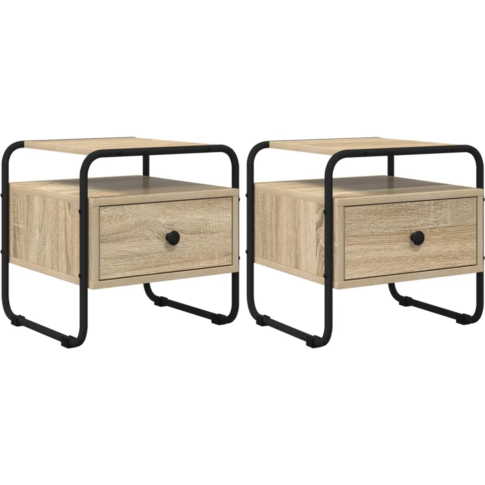 vidaXL Nachtkastje 2 st Sonoma Eiken Bewerkt hout, foto 3