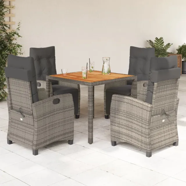 vidaXL 5-delige Tuinset met kussens poly rattan grijs, foto 2