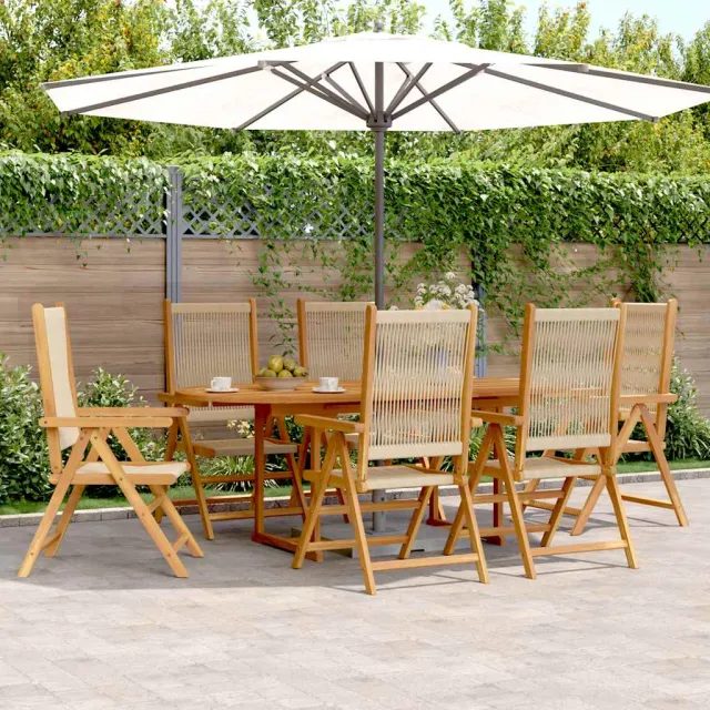 vidaXL 7-delige Tuinset polypropeen en massief hout beige, foto 2