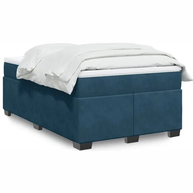 vidaXL Boxspring met matras fluweel donkerblauw 120x200 cm blauw
