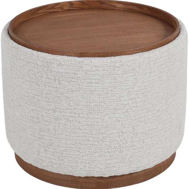DÉJA Living Salontafel Marcia - Rond Beige/Walnoot - Incl. Opbergruimte - Ø55cm
