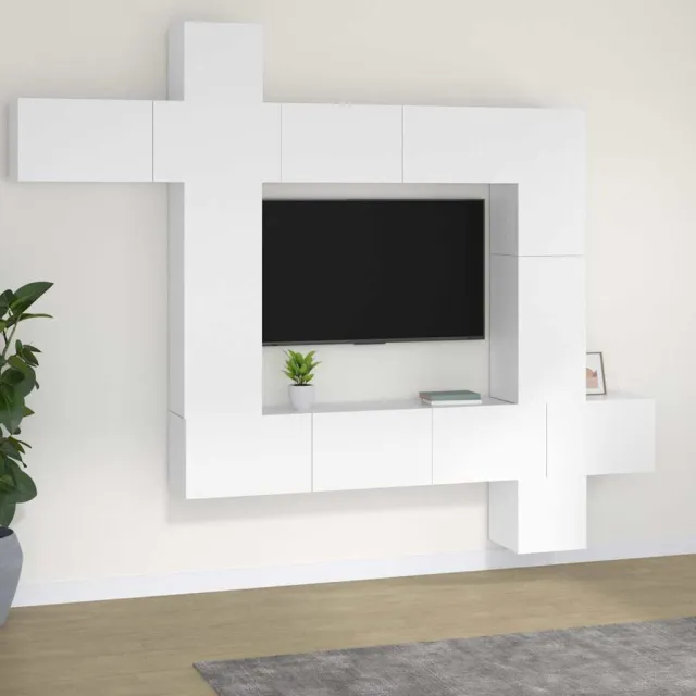 vidaXL 9-delige Tv-meubelset bewerkt hout wit, foto 2