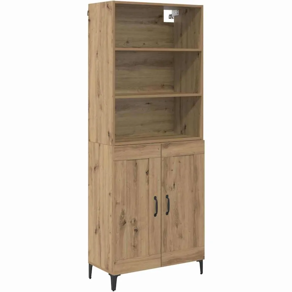 vidaXL Hoge kast 2 st artisanaal eikenkleurig 69,5 x 34 x 180 cm, foto 3