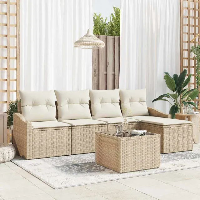 vidaXL Bankstel 6 st Beige en Crème poly rattan, foto 2