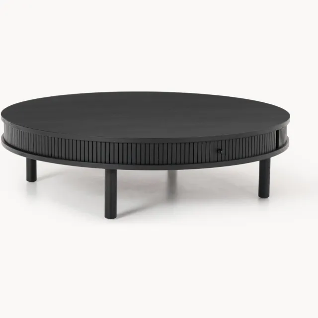 Westwing Collection Salontafel Calary met gefronst voorpaneel, Ø 110 cm Zwart