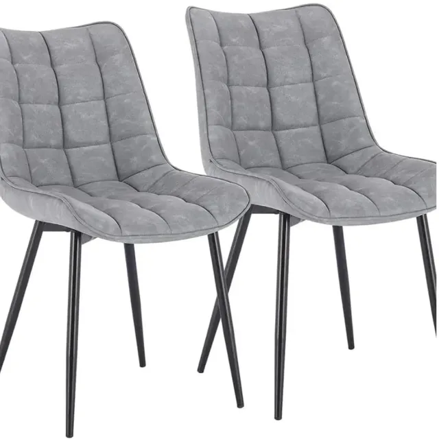 Klarven Eetkamerstoelen Set Van 4 Kunstleer Leer grijs - Eetkamerstoelen Set Van 6 - Eetkamerstoelen Set Van 2 - Dining Chairs - Ergonomische Rugleuning - Stabiel Metalen Frame - Zit