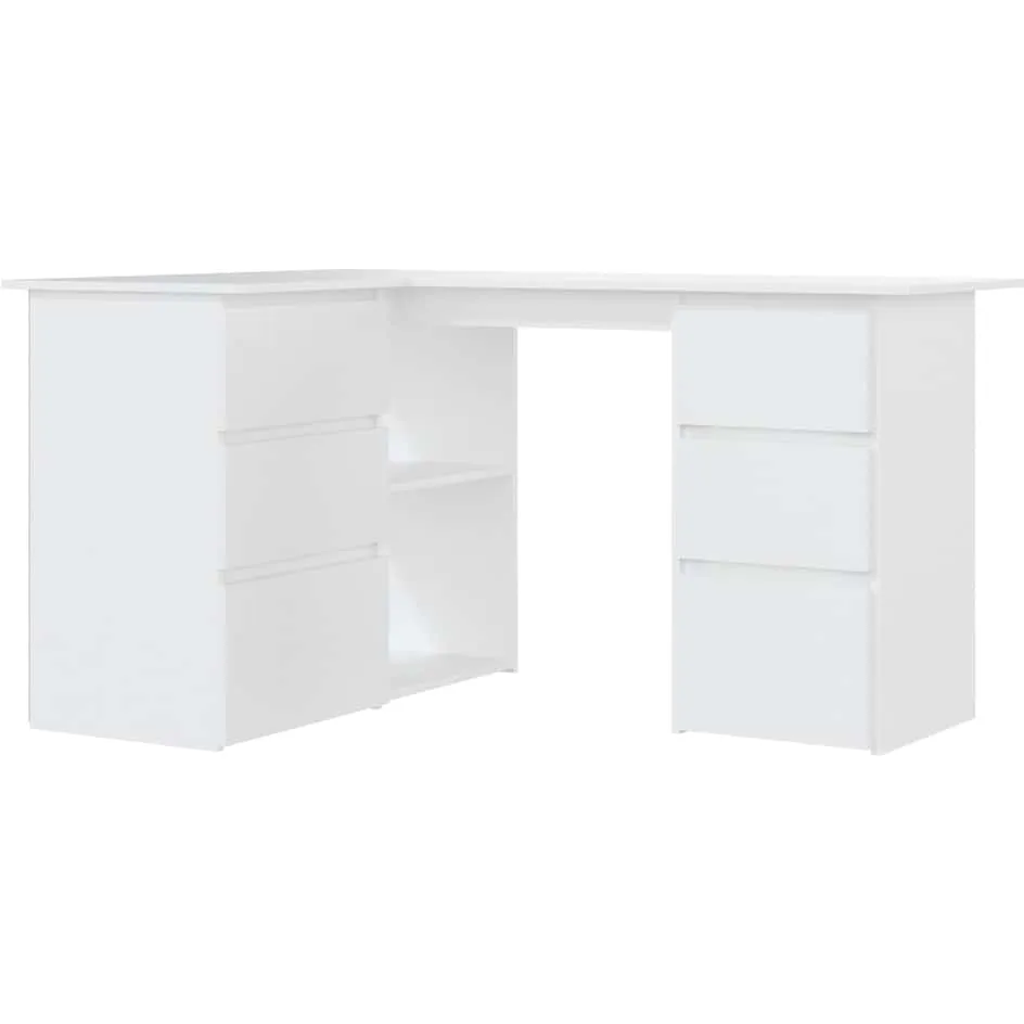 vidaXL Hoekbureau 145x100x76 cm bewerkt hout wit, foto 3