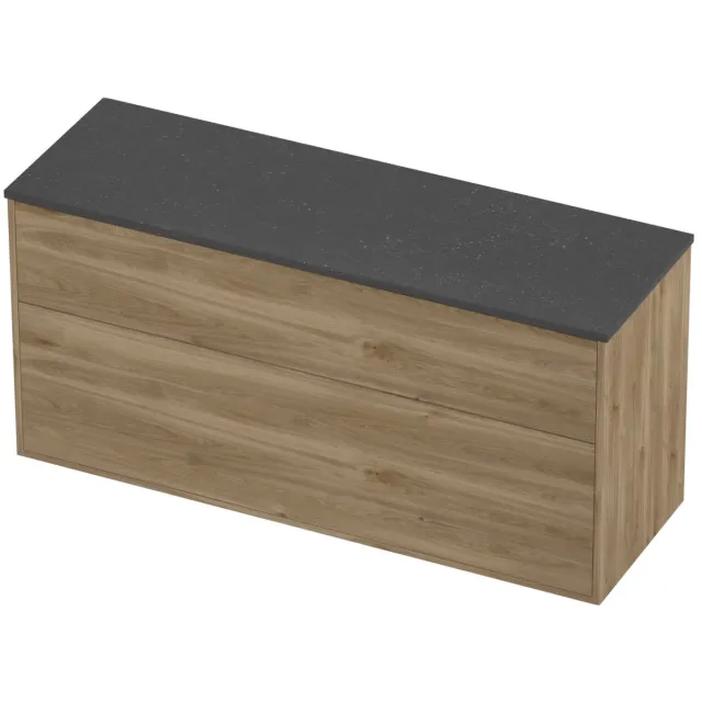 Proline Deck Badmeubelset Hardsteen Voor Grepen Asymmetrisch 140x46x67 cm Blue Stone Cider Oak Eiken