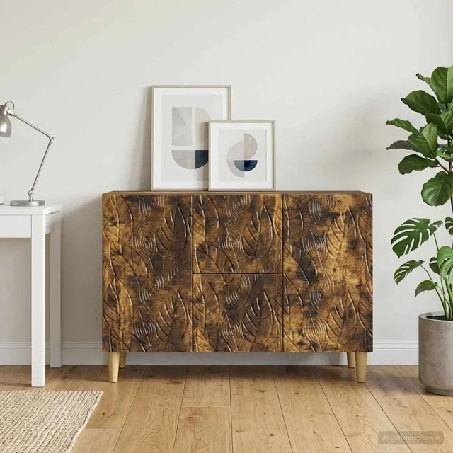 vidaXL Dressoir Gerookt eiken 89 x 34,5 x 60 cm Bewerkt hout