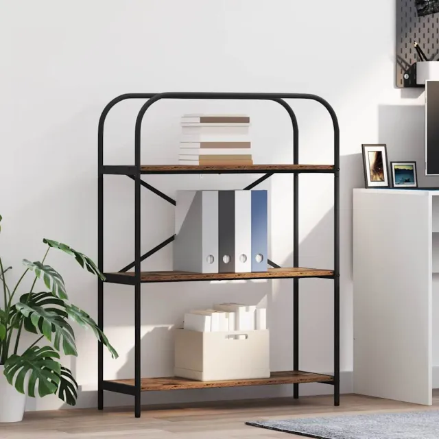 vidaXL Boekenkast 3-laags 80 x 30 x 109 cm Bewerkt hout Oudhout bruin, foto 2