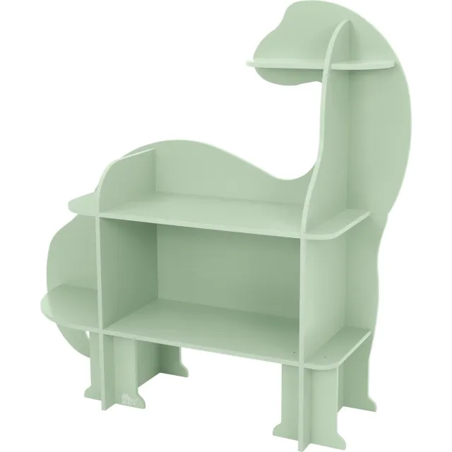 Joyz dinosaurus serie kinderplank houten speelgoedplank 3 etages 110x31x110 cm groene wandplank met open vakken en opbergruimte, multifunctionele boekenplank voor kinderkamer speelkamer kleuterschool met 2 vakken en stevige houten plank