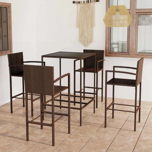 vidaXL 5-delige Tuinbarset poly rattan bruin, foto 2