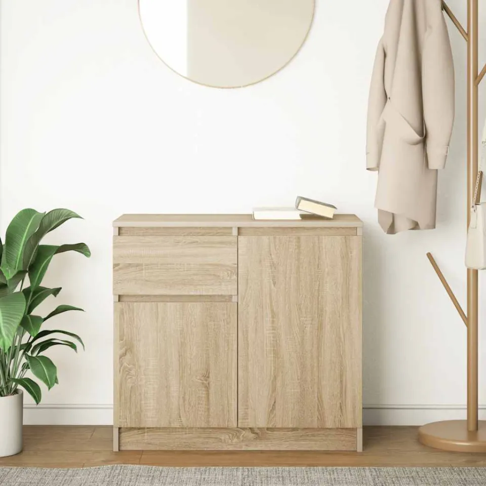vidaXL Dressoir met lade 71x35x65 cm spaanplaat sonoma eikenkleurig, foto 3