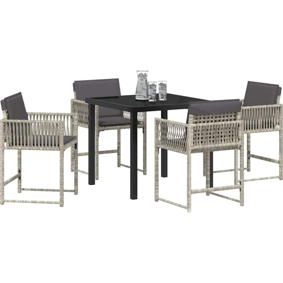 vidaXL Tuin eettafelset 5 st Lichtgrijs poly rattan, foto 2