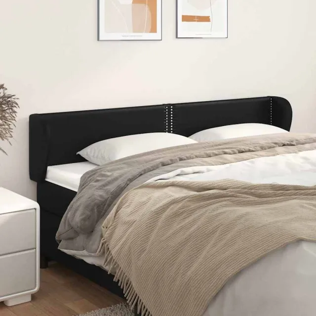 vidaXL Hoofdbord met randen 203x23x78/88 cm kunstleer zwart