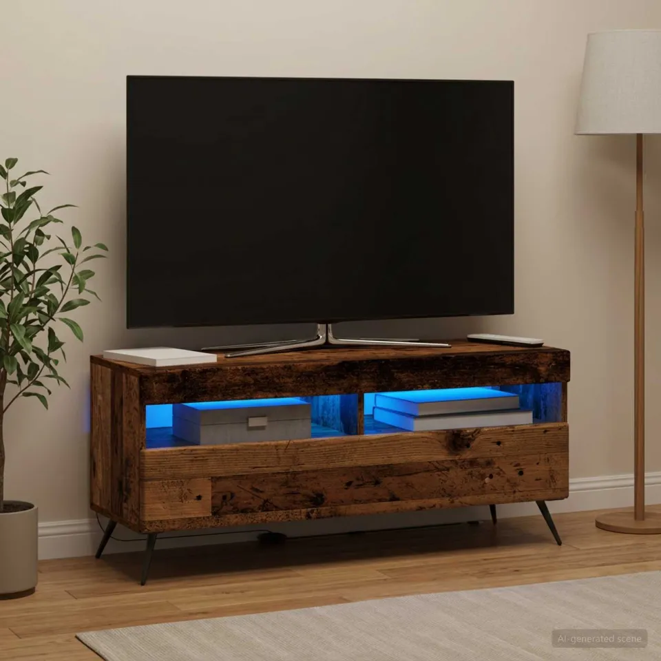 vidaXL LED tv-meubel Oud hout Bewerkt hout bruin, foto 4