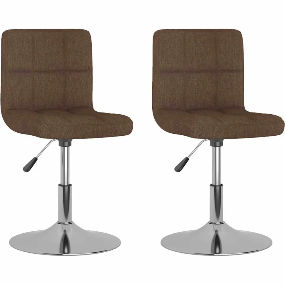 vidaXL Eetkamerstoelen draaibaar 2 st stof bruin, foto 3