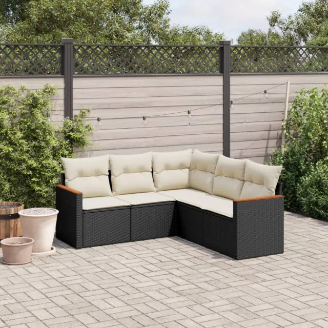 vidaXL Patio Sofa Set 5-zits Black and Cream, foto 2