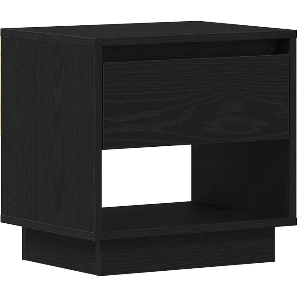 vidaXL Nachtkastje Zwart Eiken 45 x 34 x 44 cm Bewerkt hout