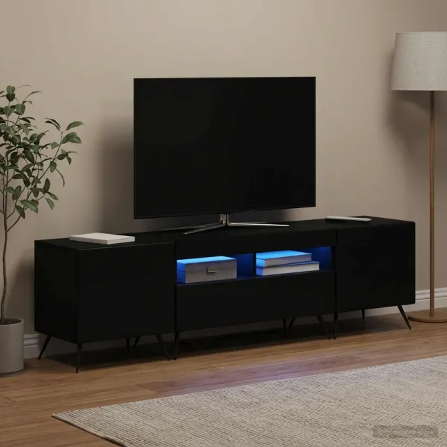 vidaXL LED tv-meubel BREDA 3 st Zwart Bewerkt hout