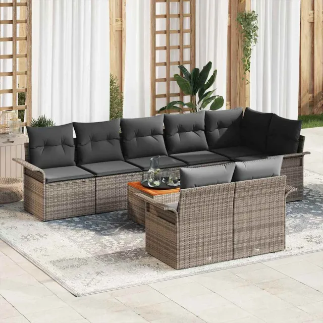 vidaXL Tuinbankenset 9 st Grijs poly rattan, foto 2