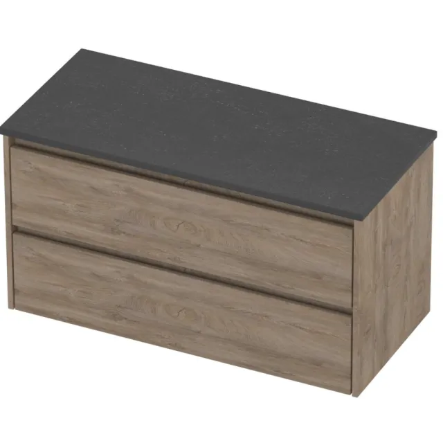 Proline Deck Badmeubelset Hardsteen Symmetrisch 100x46x55 cm Blue Stone Raw Oak Eiken