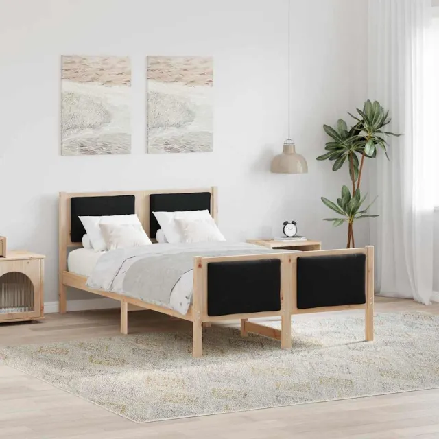 vidaXL Bedframe met hoofdeinde Zwart 120 x 200 cm Stof Bruin