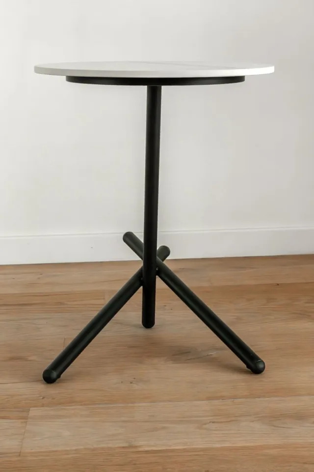 VL Home VLHOME Scandinavisch modern design keramische bijzettafel 40⌀ x 51H Zwart & wit