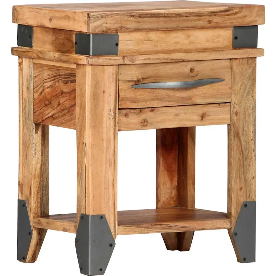 vidaXL Nachtkastje 40x30x51 cm massief acaciahout bruin, foto 4