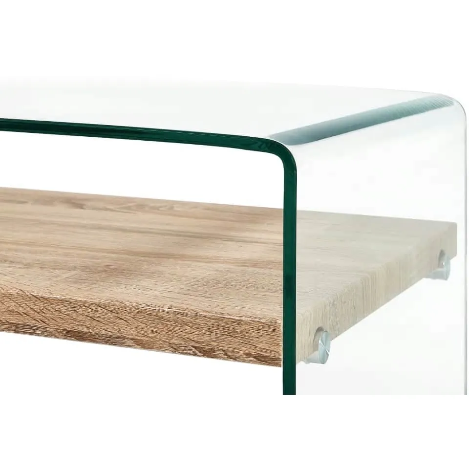 vidaXL Salontafel 98x45x31 cm gehard glas transparant transparent, foto 4