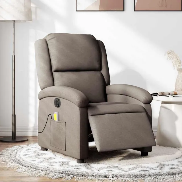 vidaXL Massagestoel elektrisch verstelbaar stof taupe