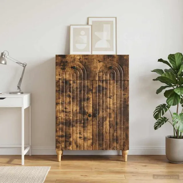 vidaXL Dressoir Gerookt eiken 66 x 34,5 x 90 cm Bewerkt hout Bruin