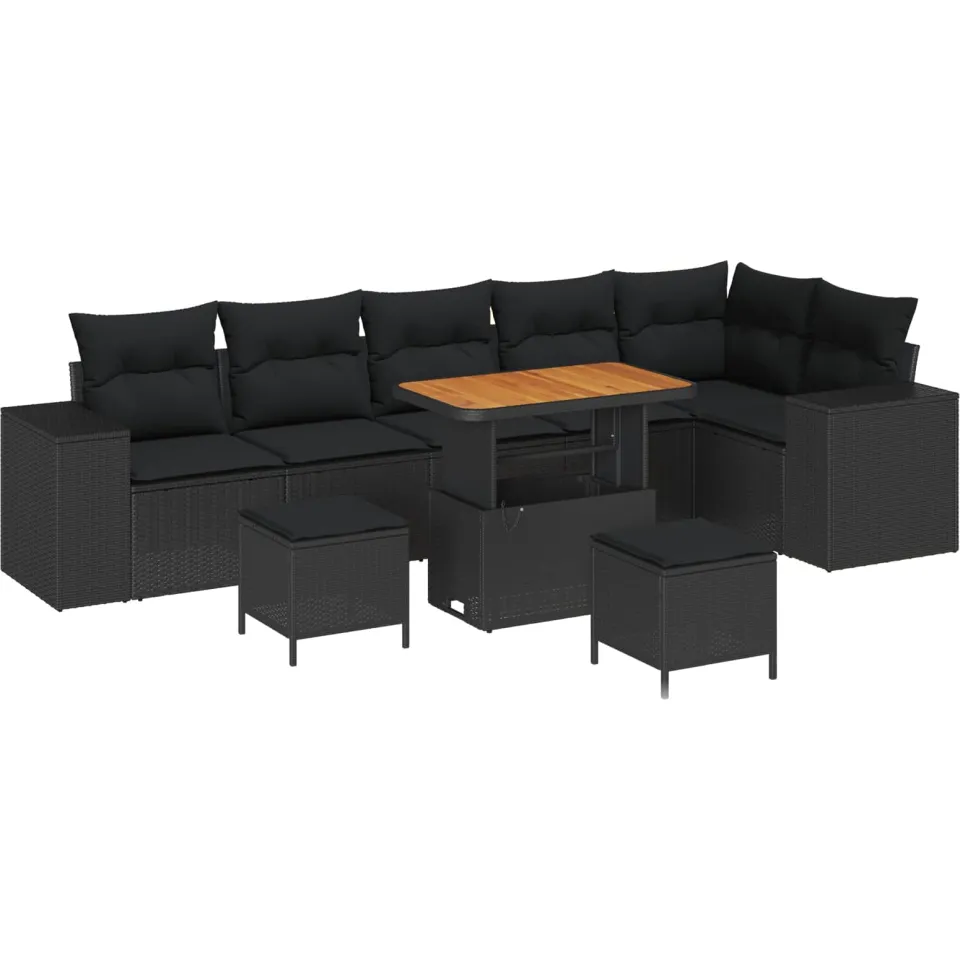vidaXL Tuin Sofa Set 9 st Zwart poly rattan
