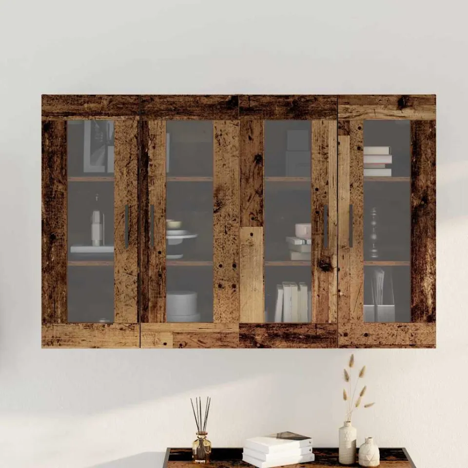 vidaXL Wandkasten 2 st Oud hout 69,5 x 34 x 90 cm Bewerkt hout bruin, foto 4