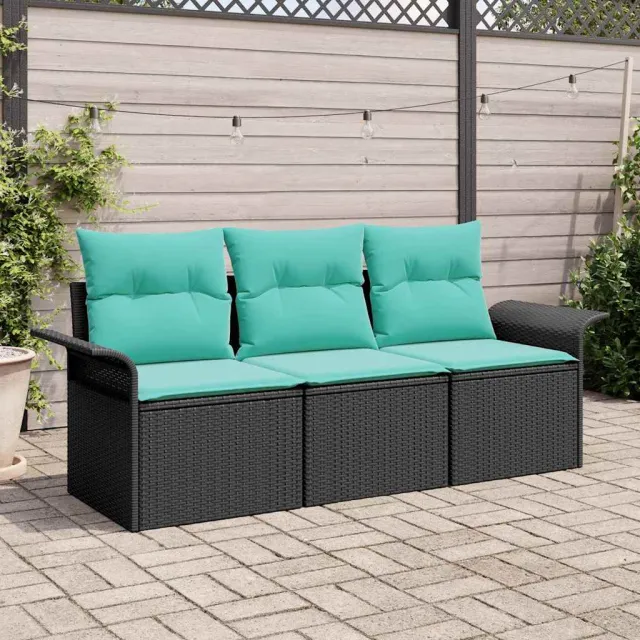 vidaXL Tuin Sofa Set 3 st Zwart Poly riet, foto 2